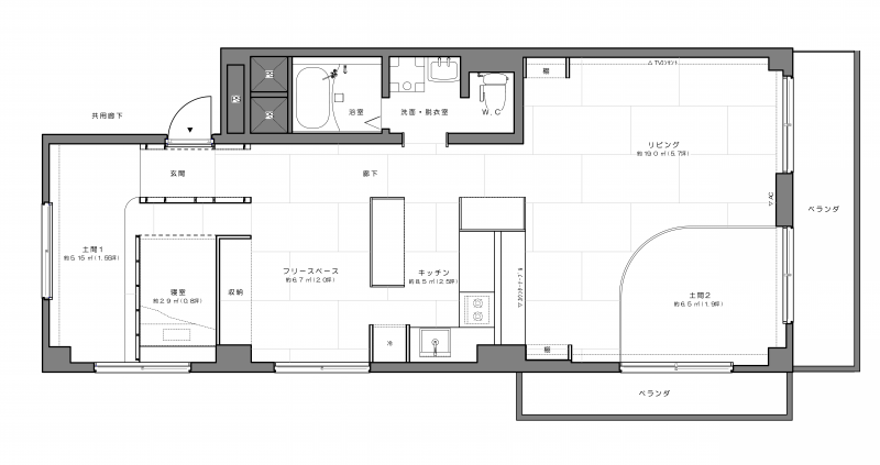 【北九州】土間が広がる居住空間、ことぶきハイツ入居者募集｜小倉北区下富野 67,000円 70㎡