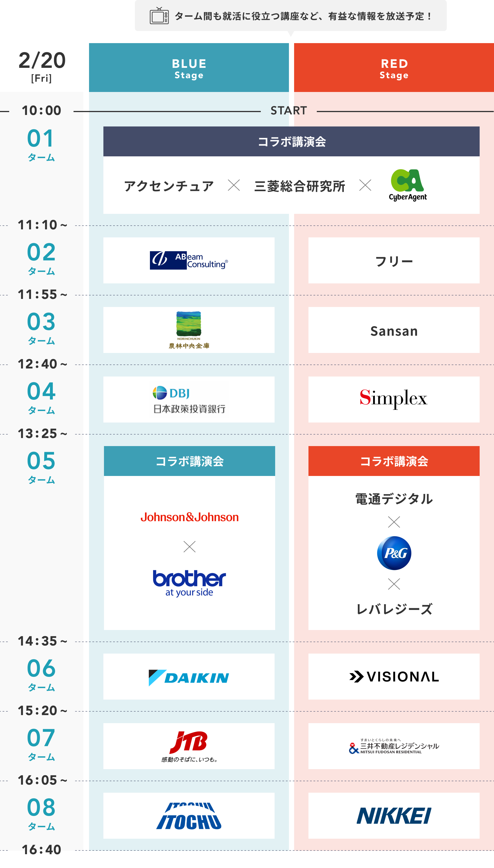 タイムテーブル表