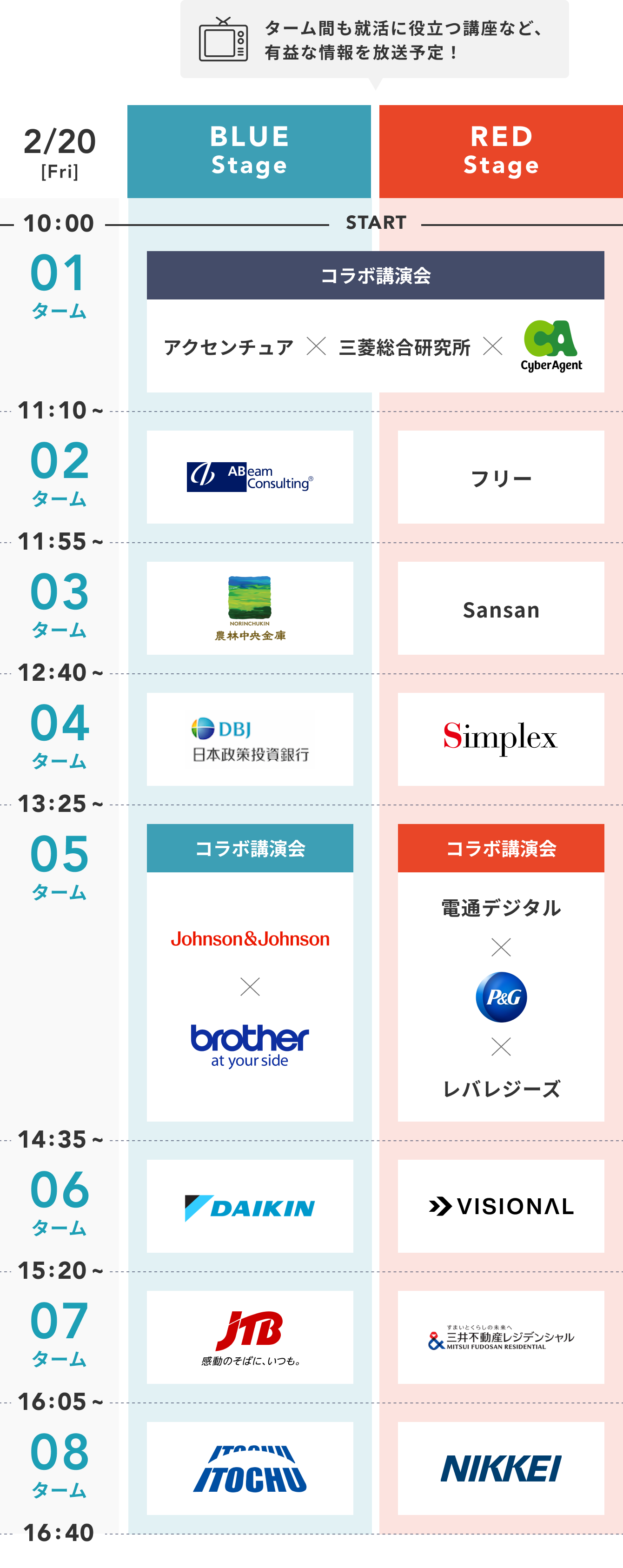 タイムテーブル表