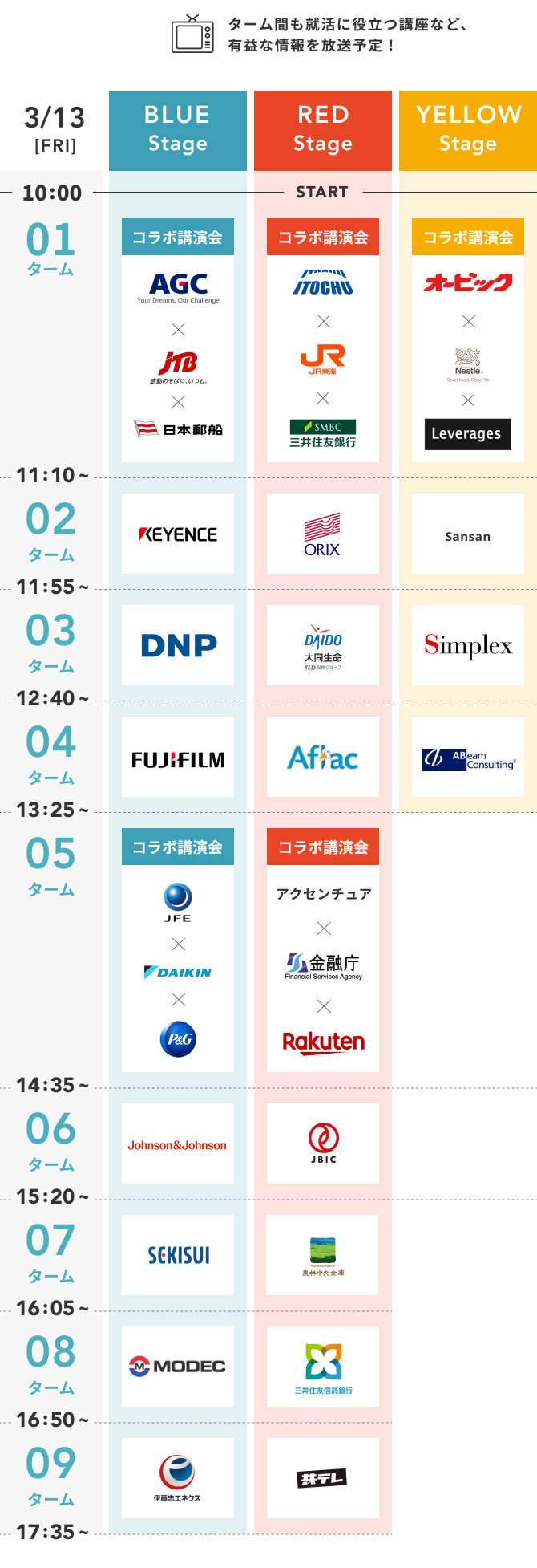 タイムテーブル表