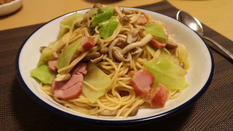 完成した和風パスタ