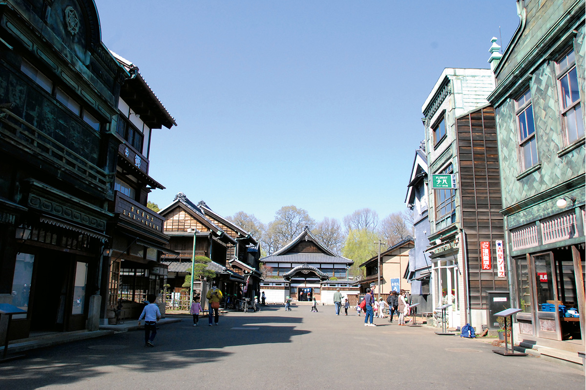 銭湯、商家などが建ち並ぶ下町中通り/江戸東京たてもの園(東京都/小金井市)