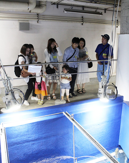 水族館の裏側案内をうける家族/のとじま水族館(石川県/七尾市)