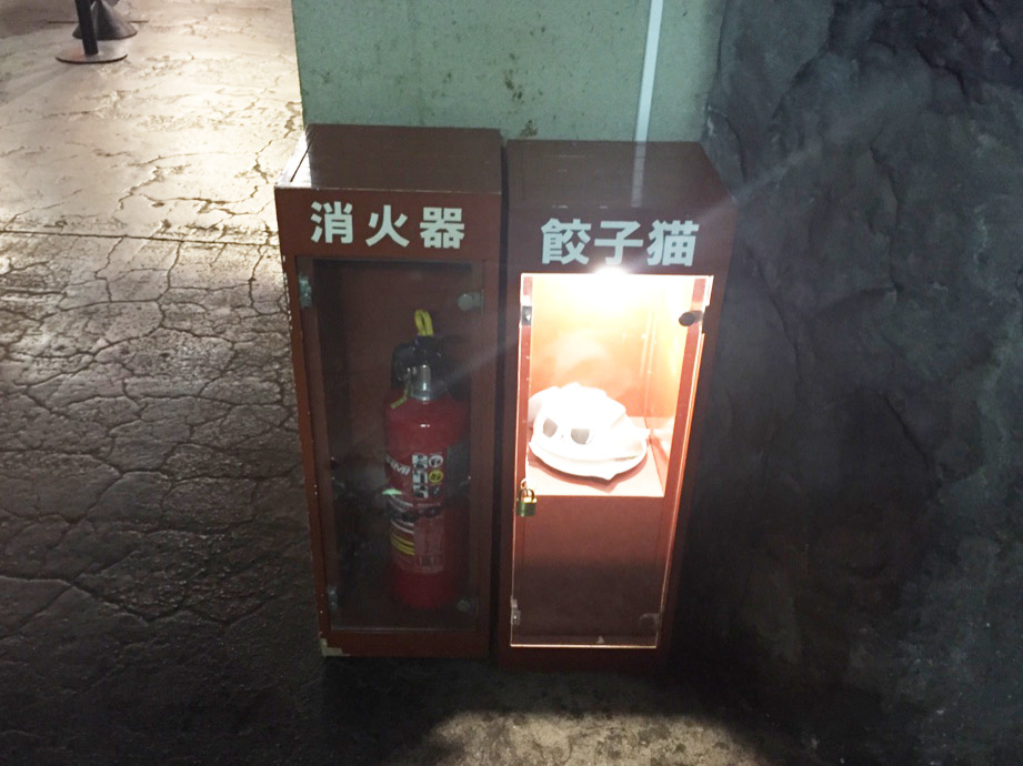 消火器の横に餃子猫/ナンジャタウン(東京都/豊島区)