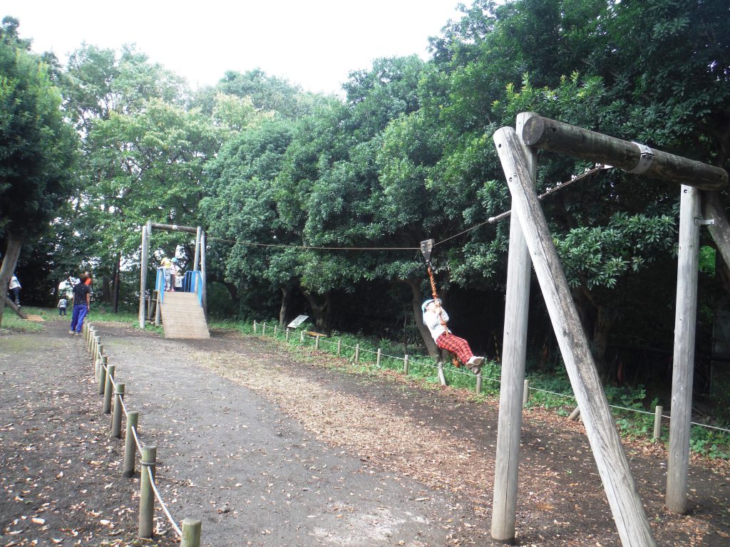 ターザンロープを楽しむ子ども/大蔵運動公園(東京都/世田谷区)