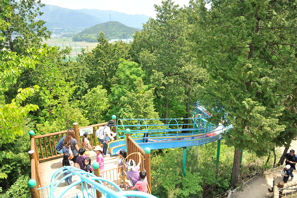 滑り台で遊ぶ子ども達/グリーンパーク山東(滋賀県/米原市)