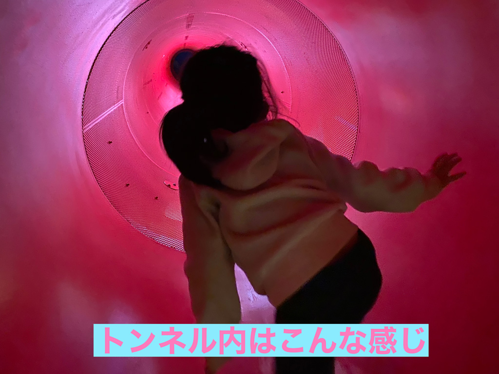 アスレチックのトンネル内の様子/富山県こどもみらい館(射水市)