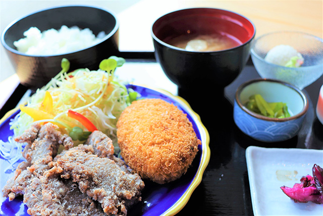 鯨のミックス定食/太地町立くじらの博物館(和歌山県)