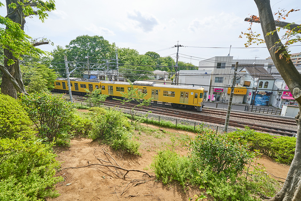 線路横の築山からの眺め/小平中央公園(東京都/小平市)