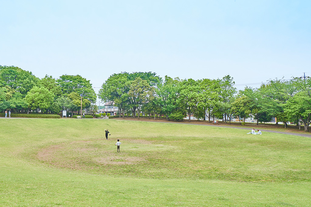 鉢状になった芝生広場/稲城中央公園(東京都/稲城市)