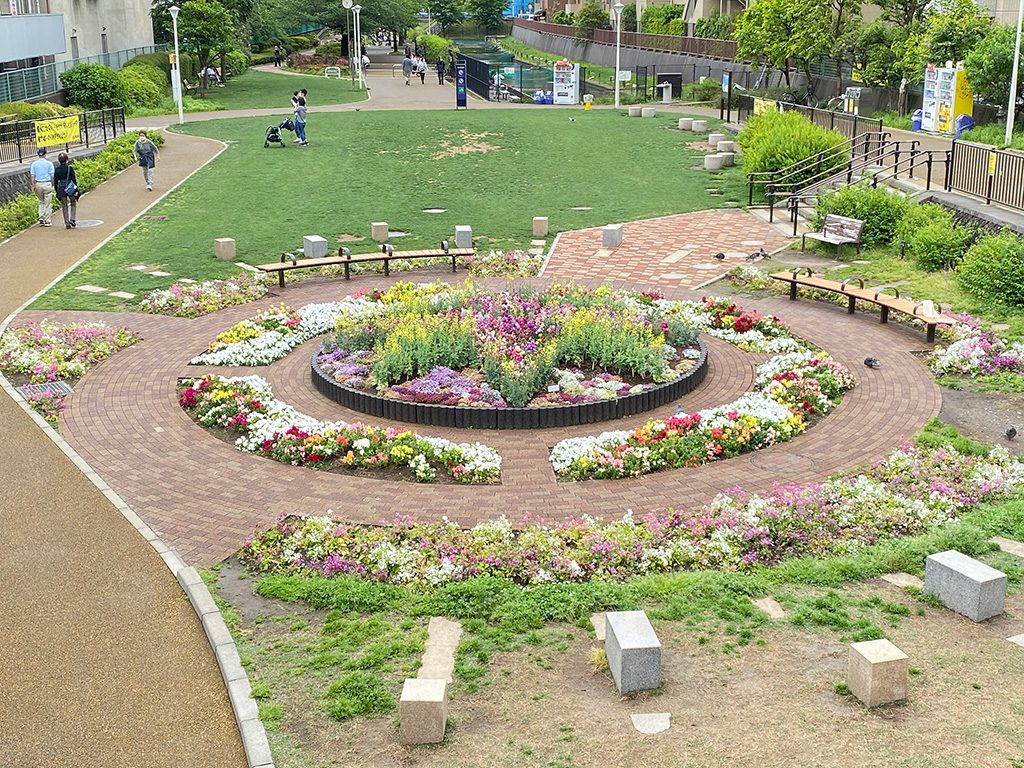 「花の広場」と「芝生広場」/大横川親水公園(東京都/墨田区)