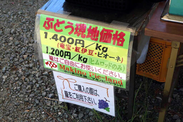 ぶどう現地価格/マキノピックランド(滋賀県/高島市)