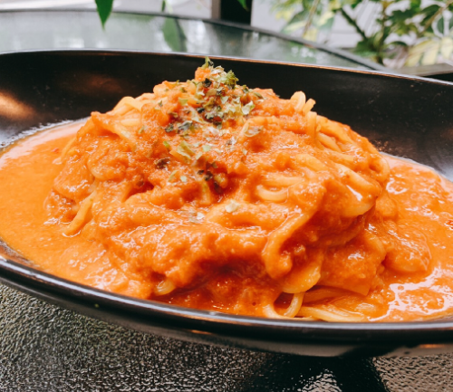 ギャラクカフェ「カニクリームトマトパスタ(1100円)※12月~2月の限定メニュー」/ギャラクシティ(東京都/足立区)