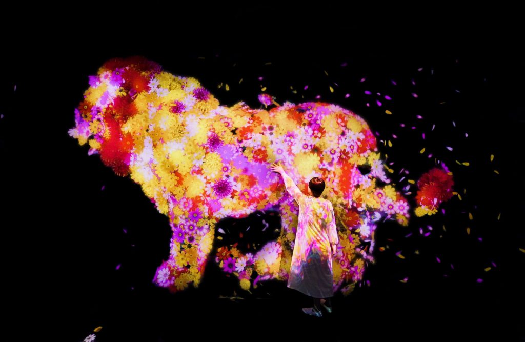 《花と共に生きる動物たち II》©チームラボ/島根県立美術館(松江市)