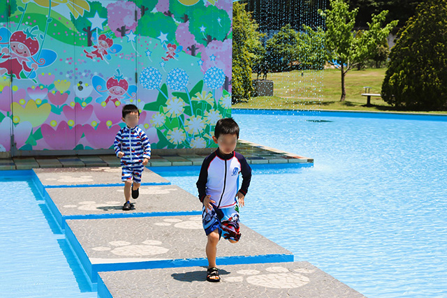 水遊びができる「噴水広場」/平成榛原子供のもり公園(奈良県/宇陀市)