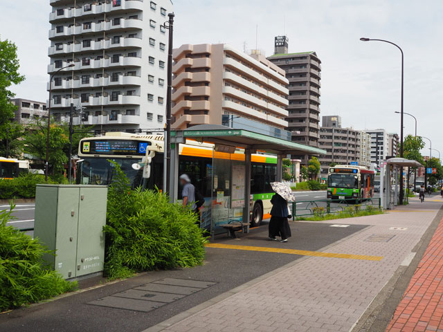環七通りの「総合レクリエーション公園バス停」/総合レクリエーション公園(東京都/江戸川区)