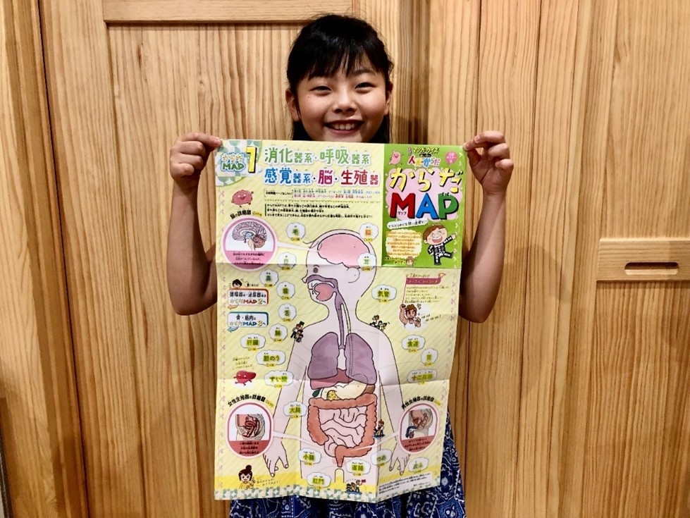 付録の大判ポスター「からだMAP」/『るるぶマンガとクイズで楽しく学ぶ!人間のからだ』