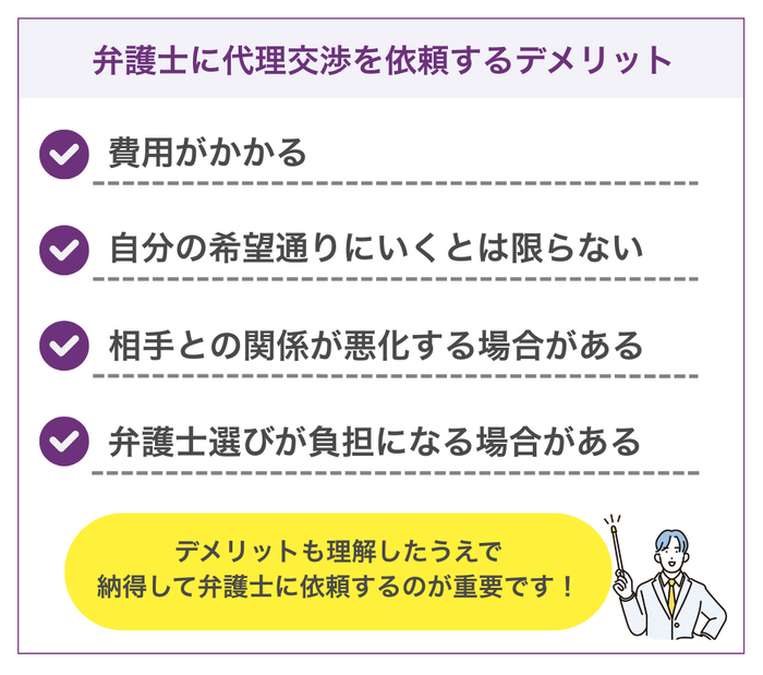 協議離婚で弁護士に代理交渉を依頼するデメリット4つ