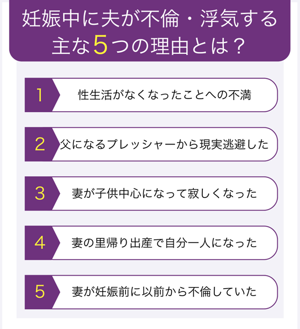 妊娠中に夫が不倫・浮気する主な5つの理由