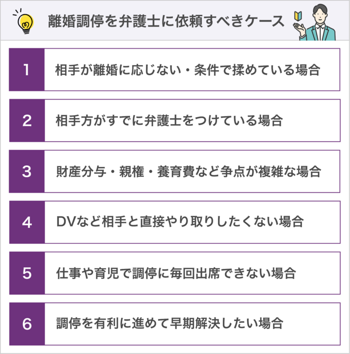 離婚調停を弁護士に依頼すべき6つのケース