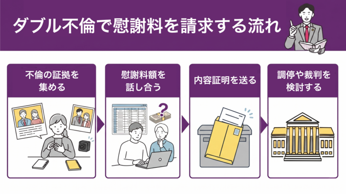 ダブル不倫で慰謝料を請求する流れ4ステップ