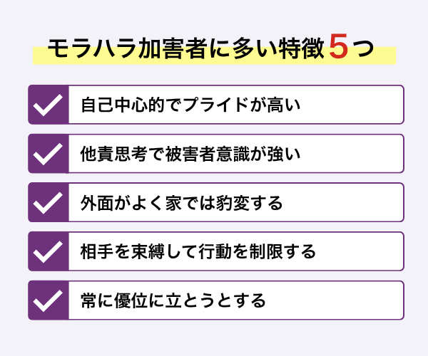 モラハラ加害者に多い特徴5つ
