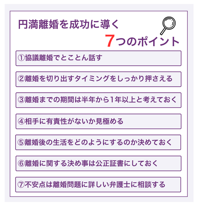 円満離婚を成功に導く7つのポイント
