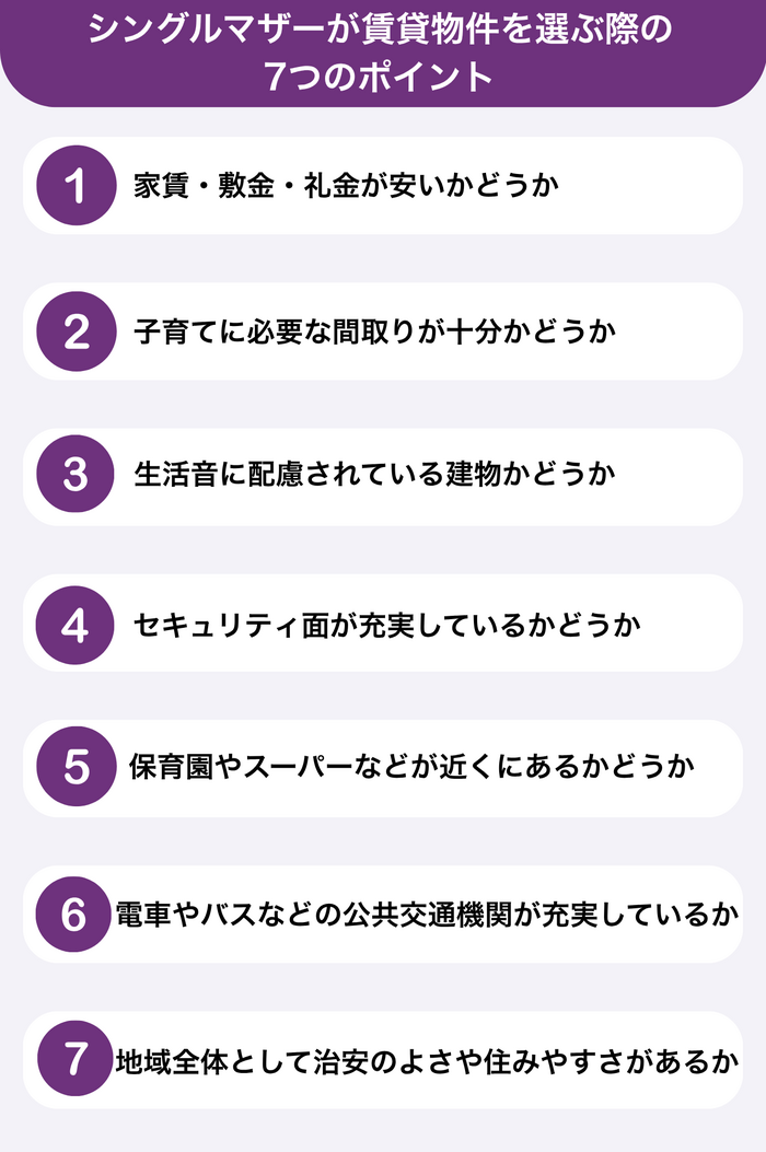 シングルマザーが賃貸物件を選ぶ際の7つのポイント