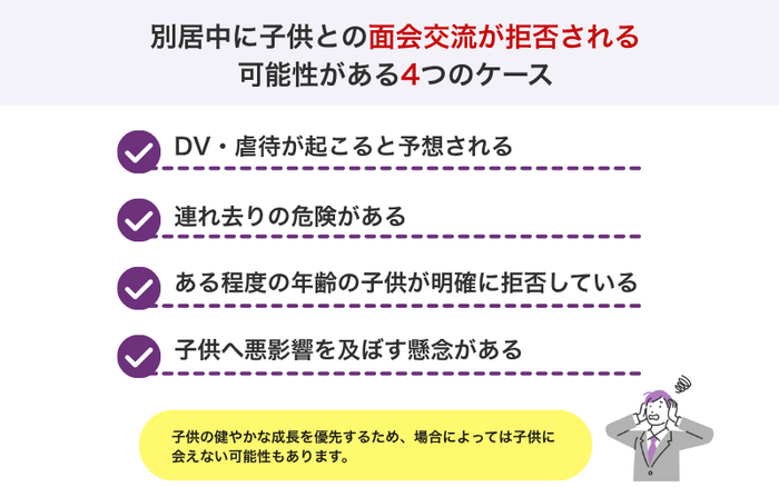 別居中に子供との面会交流が拒否される可能性がある4つのケース