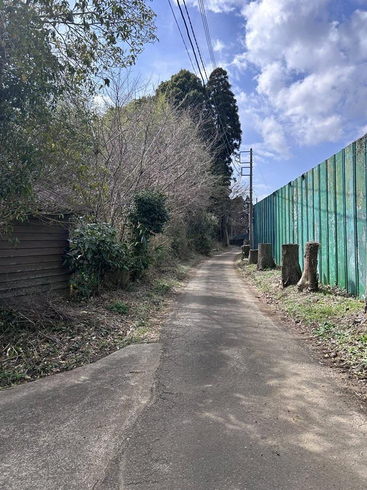 千葉県八街市根古谷の売買物件/前面道路、左側が物件