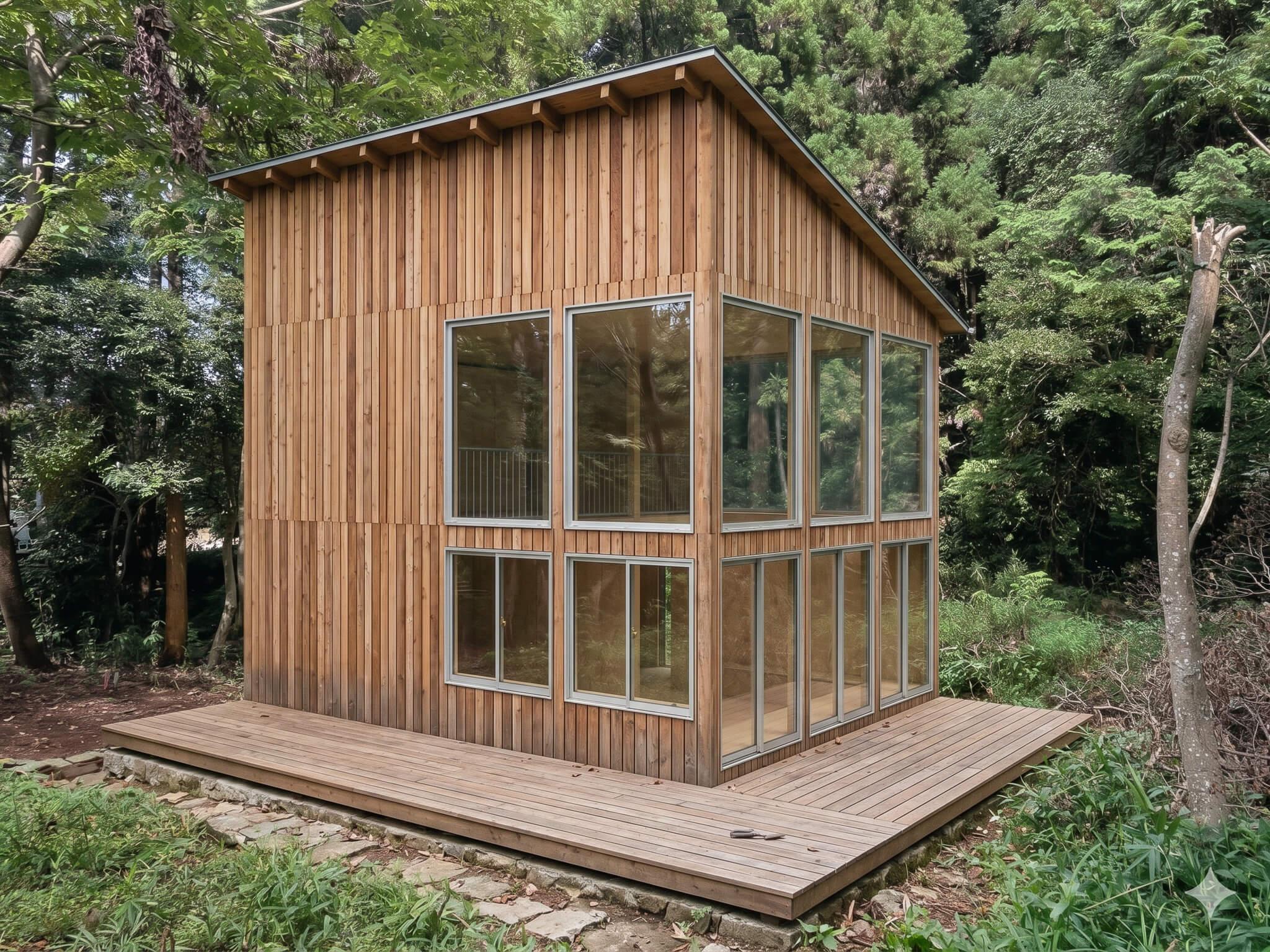 千葉県いすみ市岬町椎木の売買物件/参考パース：「2階建」プランの外観（木の外壁）