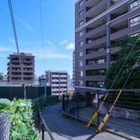 福岡市中央区桜坂の賃貸物件/桜坂駅まではこの坂道を降ります。まぁまぁ急だけど徒歩4分なので頑張れそう。