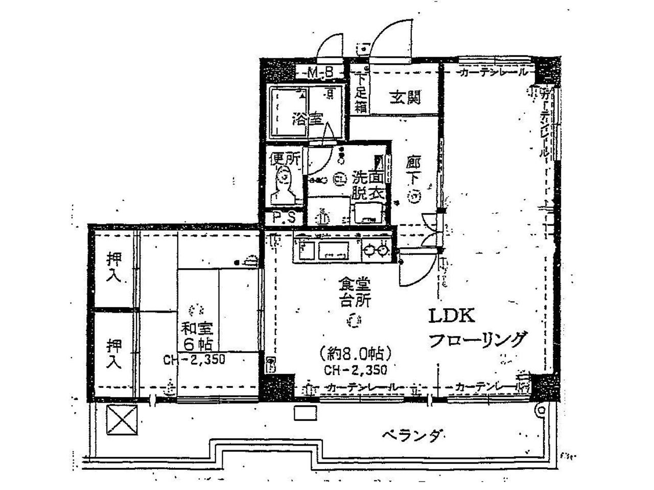 福岡市中央区赤坂の賃貸物件/ちなみに当時の図面はこちら。全然違うじゃないか…！ ※類似間取りの別部屋です