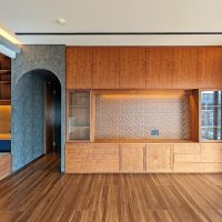 福岡市中央区港の賃貸物件/テレビボード一体型の壁面収納。