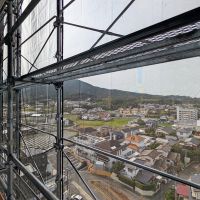 福岡市西区今宿青木の売買物件/現在は大規模修繕工事中ですが、奥には緑の景色が広がります。