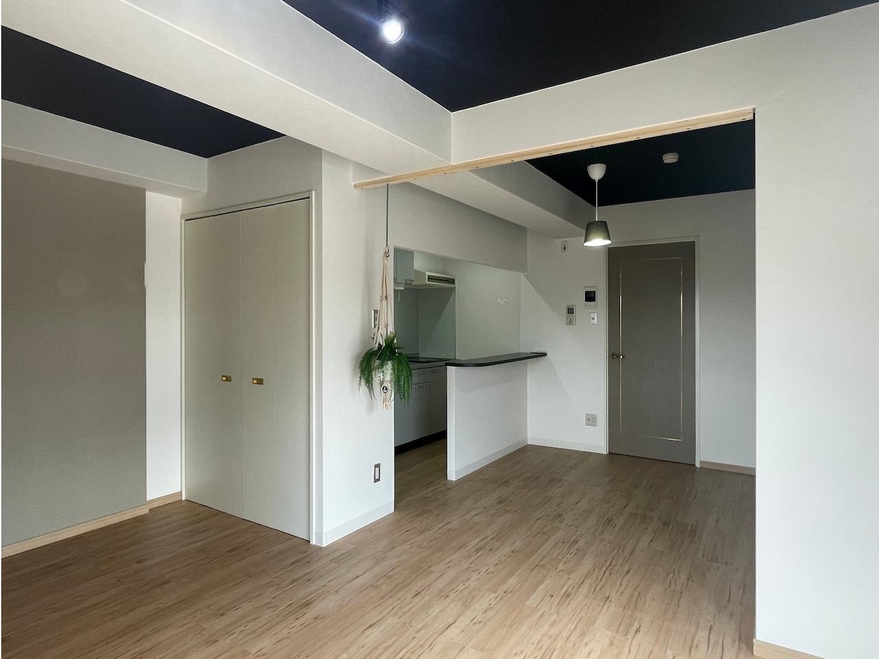 福岡市博多区春町の賃貸物件/天井には墨を使った特殊な塗料。