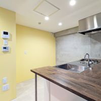 福岡市南区向野の賃貸物件/カウンターが広めのキッチンです。チェアを置いてそのままここで食事もOK。