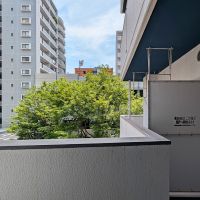 福岡市中央区清川の賃貸物件/参考までに、春に撮影した1つ上の階のお部屋からの風景。緑がよく生い茂っています。