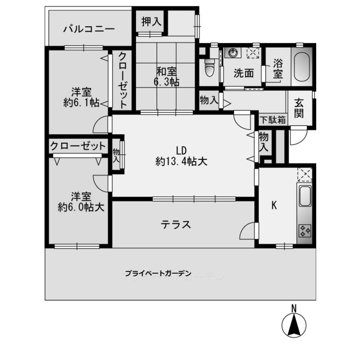 福岡市西区小戸の賃貸物件/テラス付きのゆったり3LDK