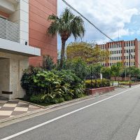 福岡市博多区東比恵の賃貸物件/建物のお隣は公園。その先には兄弟の姿が。