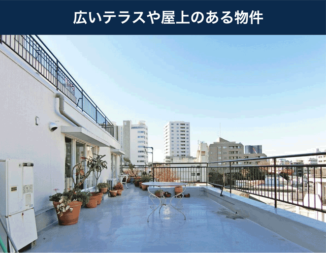 広いテラスや屋上のある物件