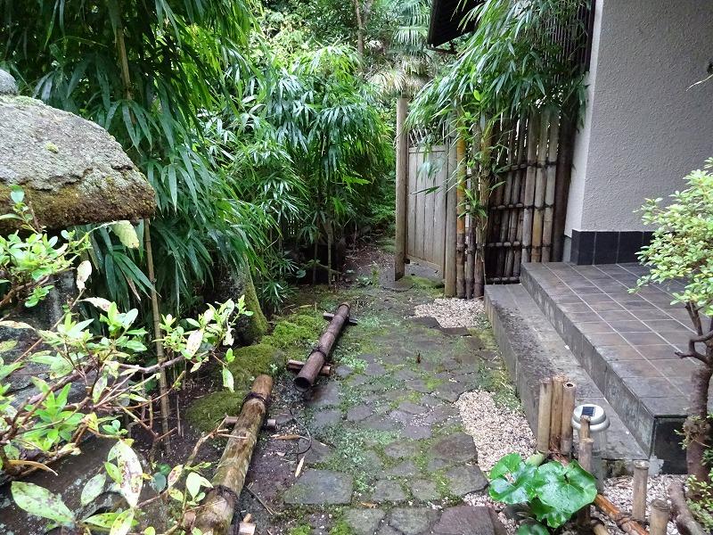 玄関前 石畳の間のコケが良い感じ