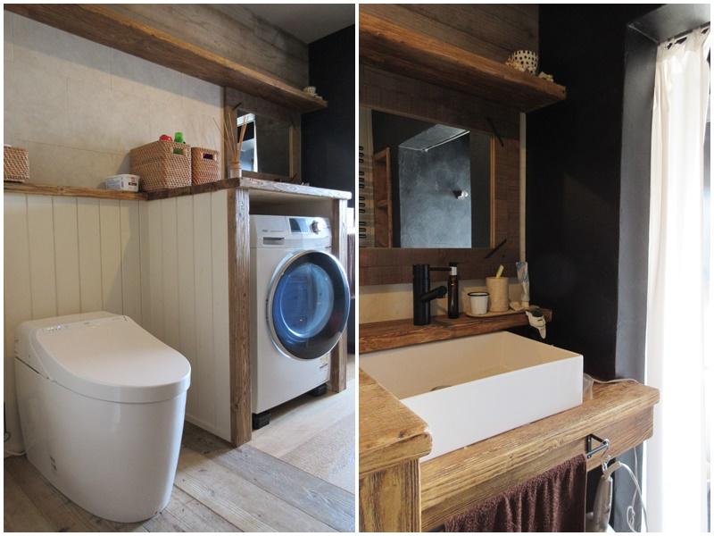 トイレと洗濯機置き場|その隣の造作の洗面
