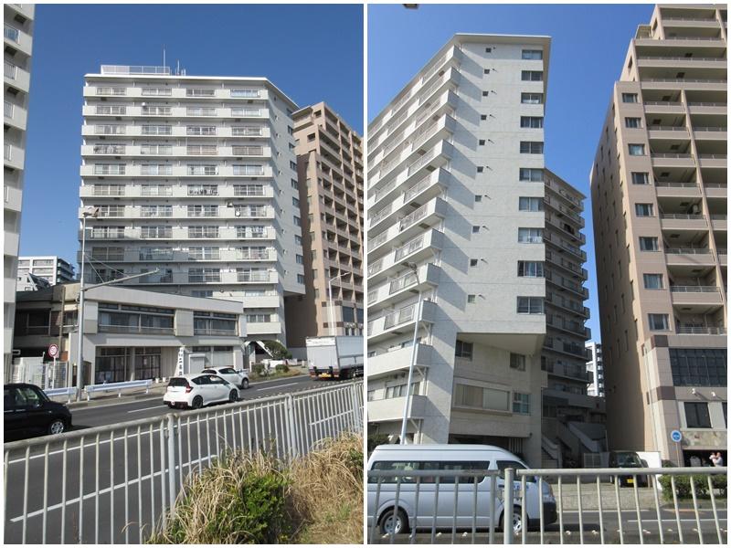 マンション外観|この隙間から海が見えるのか、と納得