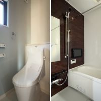 鎌倉市稲村ガ崎一丁目の賃貸物件/左：トイレ｜右：風呂