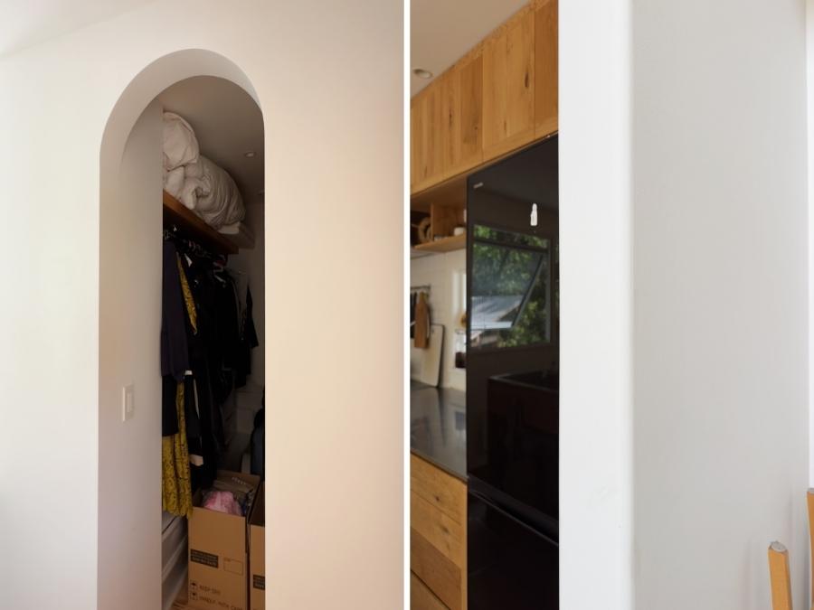 鎌倉市西御門一丁目の賃貸物件/左：アールの収納｜右：壁の角が丸みを帯びています