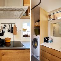 鎌倉市西御門一丁目の賃貸物件/左：ミーレの4口IHコンロ｜右：洗面台の上にもハイサイドライト