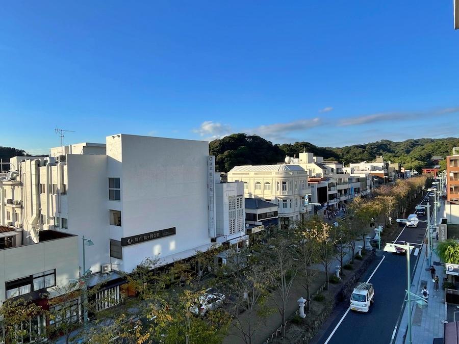 鎌倉市小町二丁目の賃貸物件/西側の洋室から見える眺め｜段葛が鶴岡八幡宮まで続きます