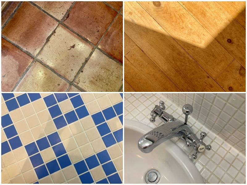 逗子市新宿二丁目の賃貸物件/素材たち。キッチンや洗面所のタイルや2階の床材など