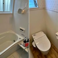 茅ヶ崎市東海岸南四丁目の売買物件/浴室とトイレ｜このトイレの照明が素敵なのですが、うまく写真が撮れてなかったので、知りたい方は個別にお問い合わせください。